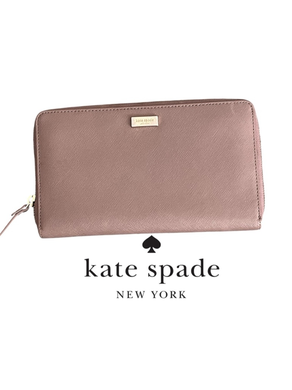 Kate Spade Laurel Way Kaden Wallet Zip-Around in Dusk City taupe greige